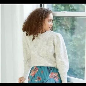 WOMEN'S PUFF SLEEVE CREWNECK PULLOVER SWEATER XS